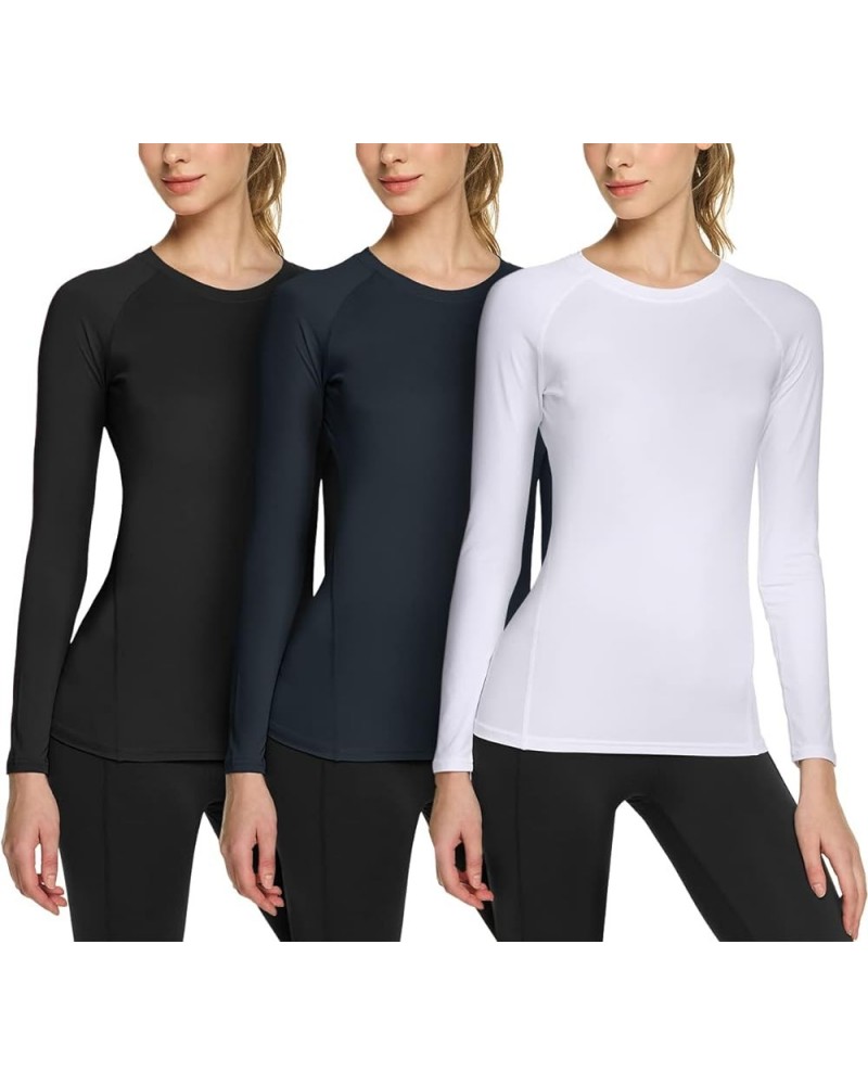 1 or 3 Pack Women's Sports Compression Shirt, Cool Dry Fit Long Sleeve Workout Tops, Athletic Exercise Gym Yoga Shirts 3pack ...