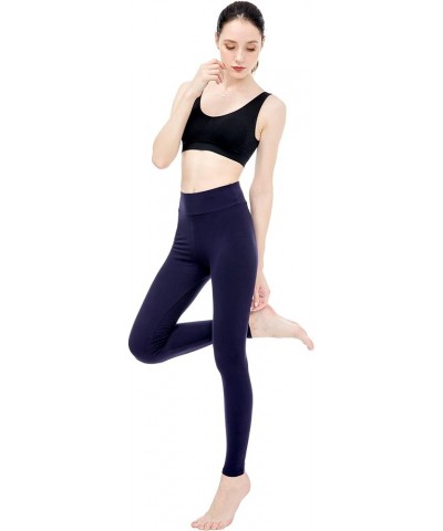 Finerease Women's Super Soft & Stretchy High Waisted Thick Casual Legging Navy Blue $7.64 Leggings