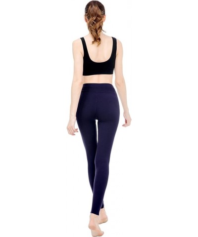 Finerease Women's Super Soft & Stretchy High Waisted Thick Casual Legging Navy Blue $7.64 Leggings