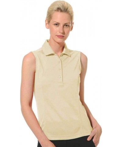 Women's Pique Solid Sleeveless Polo Shirt 2064 Wood Ash $10.54 Shirts