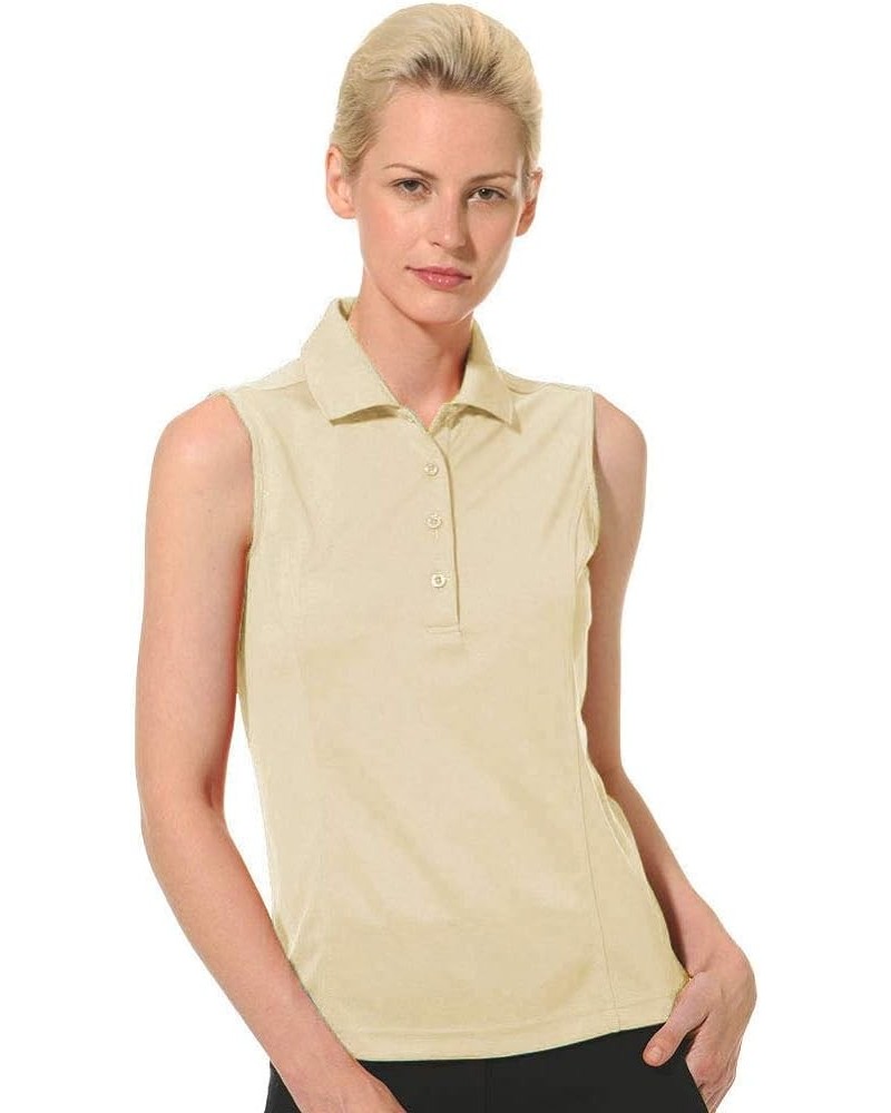 Women's Pique Solid Sleeveless Polo Shirt 2064 Wood Ash $10.54 Shirts