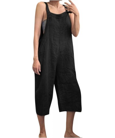 Ladies Capri Jumpsuits Linen Rompers Straight Leg Overalls Off The Shoulder Playsuit for Women Plus Size Pants Plain Jumpsuit...