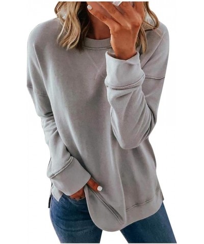 Women's Thin Pullover Solid Loose Tops Casual Sweater Women Fashion Comfy Sweatshirts Long Sleeve Blouses Women Shirts Grey $...