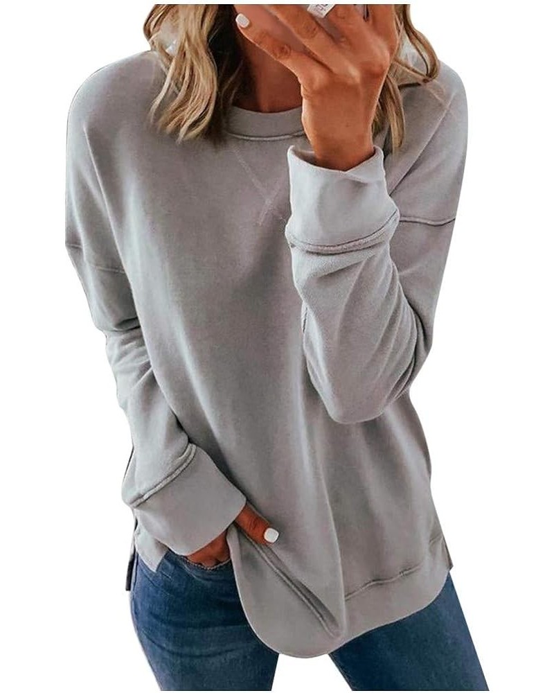 Women's Thin Pullover Solid Loose Tops Casual Sweater Women Fashion Comfy Sweatshirts Long Sleeve Blouses Women Shirts Grey $...