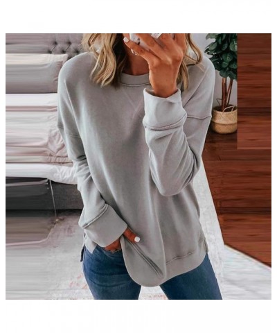 Women's Thin Pullover Solid Loose Tops Casual Sweater Women Fashion Comfy Sweatshirts Long Sleeve Blouses Women Shirts Grey $...