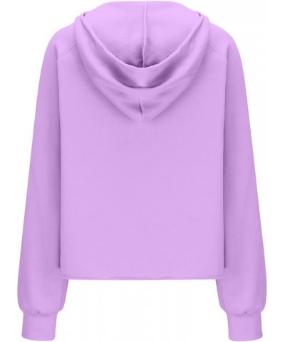 Women Half Zip Hooded Sweatshirt Thumb Hole Hoodie Pullover with Kangaroo Pocket Raglan Sleeve Quarter Zipper Hoodie 04 Purpl...