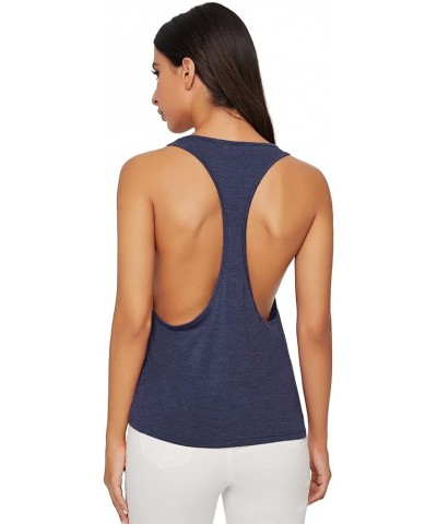 Women's Sleeveless Flowy Loose Fit Racerback Yoga Workout Tank Top Navy $8.15 Activewear