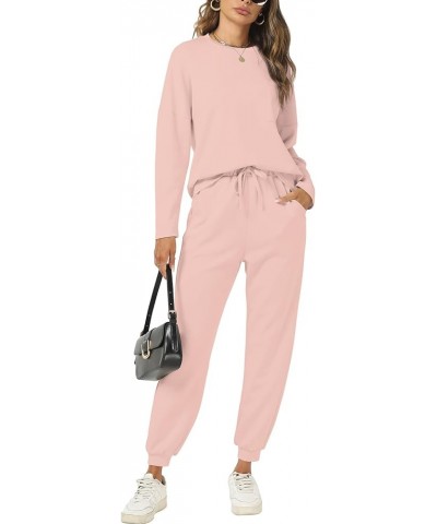 Jogger Outfits Leisure Sets for Women 2024 Sweat Matching Sets 2 Piece Cozy Athleisure Casual Lounge Wear Pink $18.48 Activewear