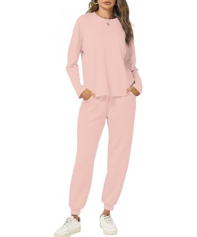 Jogger Outfits Leisure Sets for Women 2024 Sweat Matching Sets 2 Piece Cozy Athleisure Casual Lounge Wear Pink $18.48 Activewear