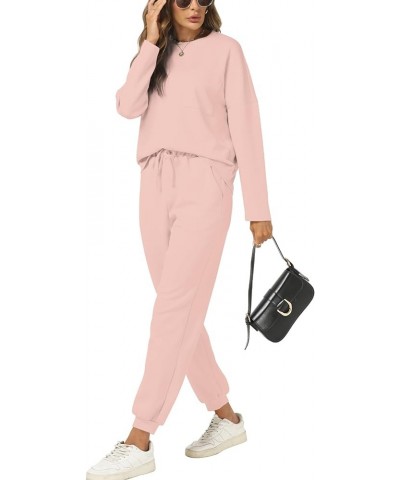 Jogger Outfits Leisure Sets for Women 2024 Sweat Matching Sets 2 Piece Cozy Athleisure Casual Lounge Wear Pink $18.48 Activewear