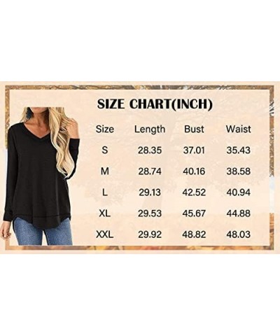 Tops for Women Long Sleeve V Neck Side Split Casual Loose Tunic Top S-2XL Vneck-plum Red $8.83 Tops