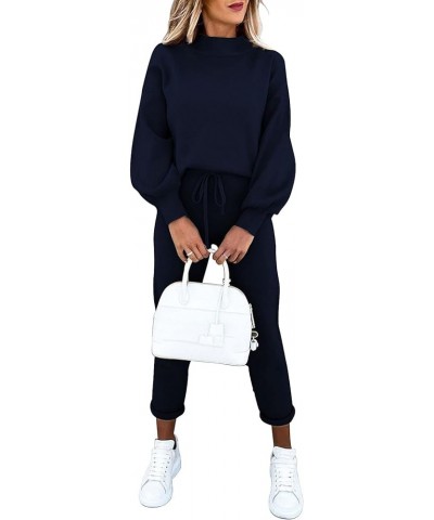 Women's 2 Piece Outfits Long Sleeve Pullover Sweatshirt Jogger Pants Sweatsuit 01-navy Blue $30.58 Activewear