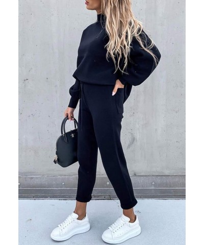 Women's 2 Piece Outfits Long Sleeve Pullover Sweatshirt Jogger Pants Sweatsuit 01-navy Blue $30.58 Activewear