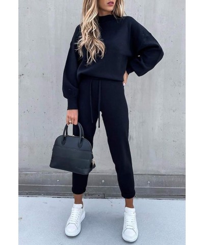 Women's 2 Piece Outfits Long Sleeve Pullover Sweatshirt Jogger Pants Sweatsuit 01-navy Blue $30.58 Activewear