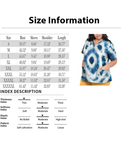 Scrub Tops Summer Casual V-Neck Short Sleeve Plus Size Nurse Uniform, Fashionable V-Neck Plus Size Pullover with Pockets 03-o...