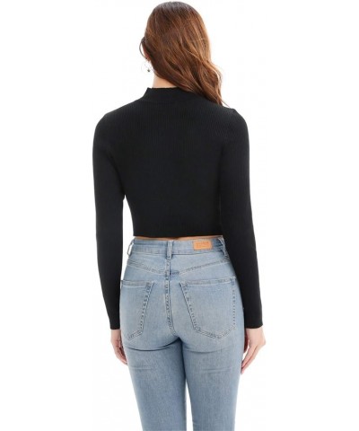 Women's Cute Cropped Sweater Top Cable Knit Mock Neck Pullover Light Weight Black $14.49 Sweaters