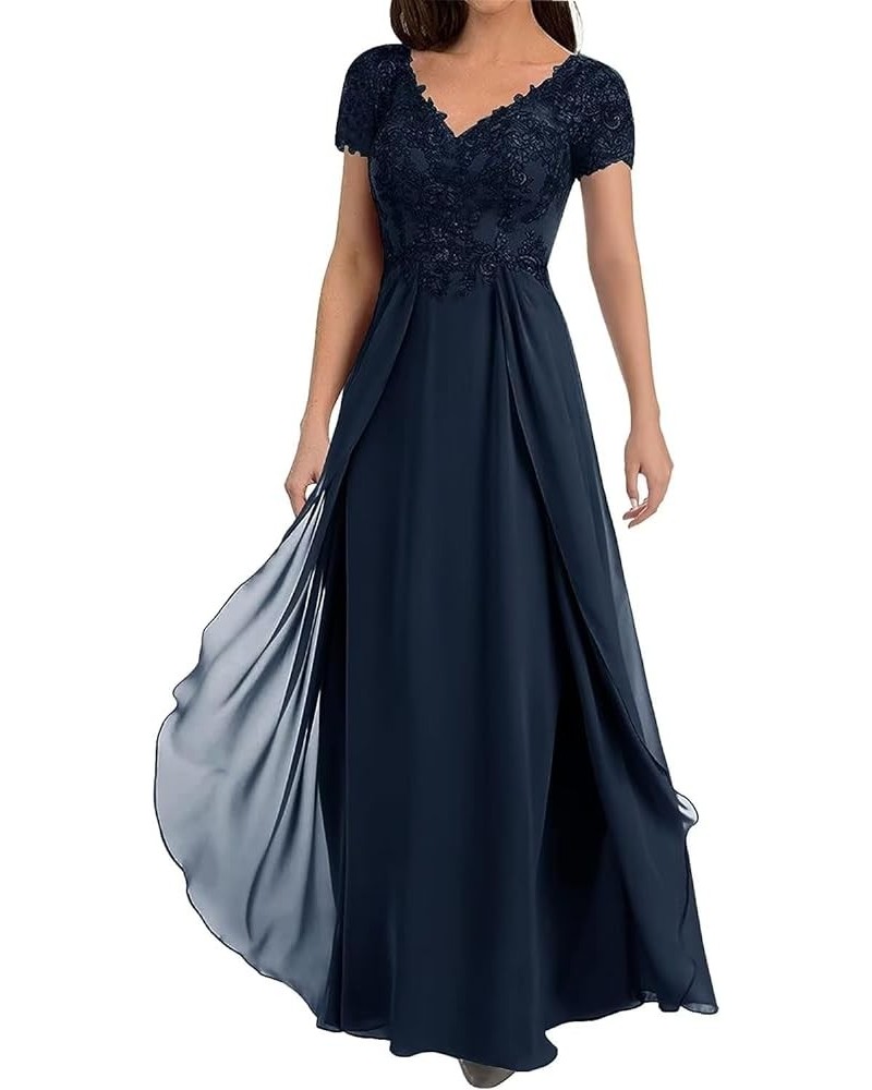 Lace Appliques Mother of The Bride Dresses for Wedding Short Sleeves Prom Dress A-line Formal Evening Party Gown Plus Size Na...