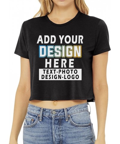 Custom Women's Cropped Tee Add Your Design Photo Logo Text Flowy Short Sleeve Crop T-Shirt Black $10.71 T-Shirts