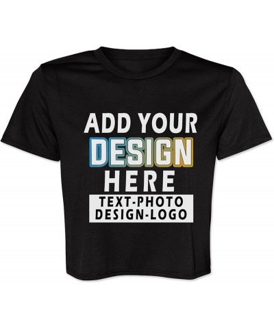 Custom Women's Cropped Tee Add Your Design Photo Logo Text Flowy Short Sleeve Crop T-Shirt Black $10.71 T-Shirts