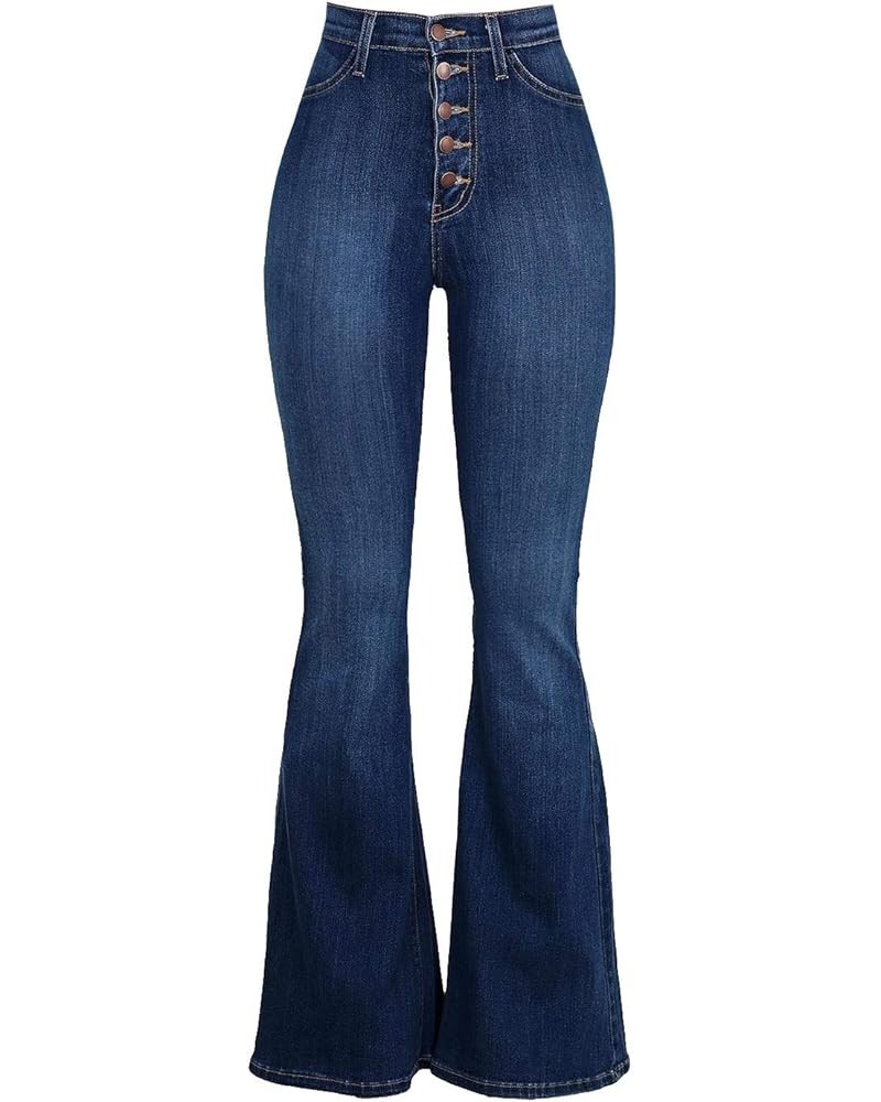 Bell Bottom Jeans Pants Curvy Women Stretchy Tummy Control Flare Jeans High Waist Wide Leg Skinny Bootcut Denim Jeans Blue $1...