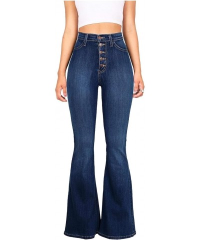 Bell Bottom Jeans Pants Curvy Women Stretchy Tummy Control Flare Jeans High Waist Wide Leg Skinny Bootcut Denim Jeans Blue $1...