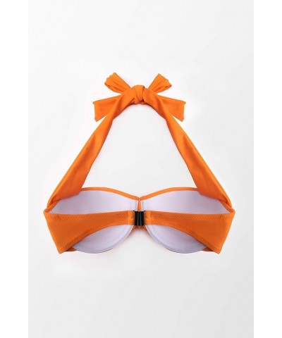 Women's Halter Push Up Bikini Top with Underwire Orange $12.69 Swimsuits