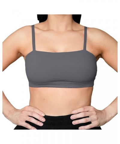 Women's Workout Bandeau Sports Bras Training Fitness Running Yoga Crop Tank Top Iron Grey $13.12 Lingerie