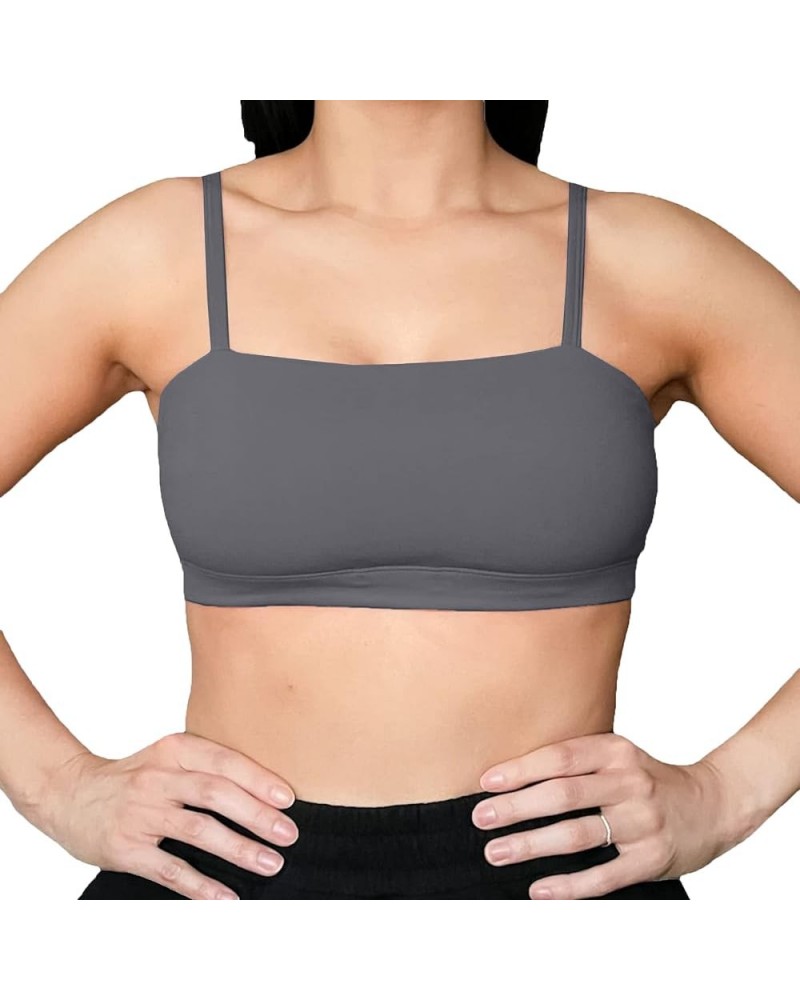 Women's Workout Bandeau Sports Bras Training Fitness Running Yoga Crop Tank Top Iron Grey $13.12 Lingerie