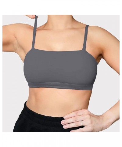 Women's Workout Bandeau Sports Bras Training Fitness Running Yoga Crop Tank Top Iron Grey $13.12 Lingerie