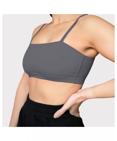 Women's Workout Bandeau Sports Bras Training Fitness Running Yoga Crop Tank Top Iron Grey $13.12 Lingerie