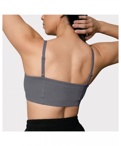 Women's Workout Bandeau Sports Bras Training Fitness Running Yoga Crop Tank Top Iron Grey $13.12 Lingerie