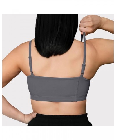 Women's Workout Bandeau Sports Bras Training Fitness Running Yoga Crop Tank Top Iron Grey $13.12 Lingerie