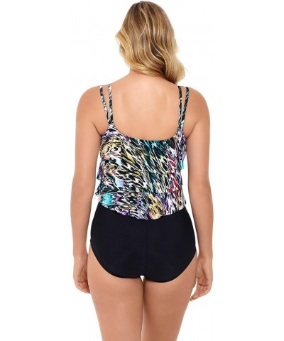 Women's Plus Size Swimwear Color Blaze Triple Tier Mio Soft Cup Tummy Control One Piece Swimsuit Multi $35.88 Swimsuits