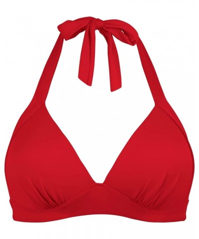 Women's Vintage 50s Halter Neck Tie Knot Back Soft Molded Padding Bikini Top Swimsuit Bathing Suit Tops Only Red $10.00 Swims...