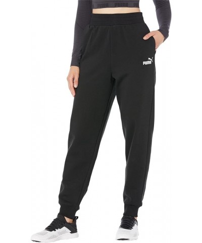 Women's Essentials+ Embroidery High Waist Fleece Pants Black $18.89 Activewear