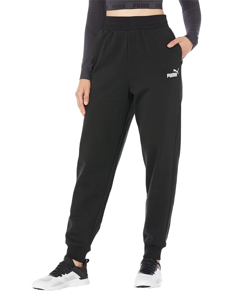 Women's Essentials+ Embroidery High Waist Fleece Pants Black $18.89 Activewear