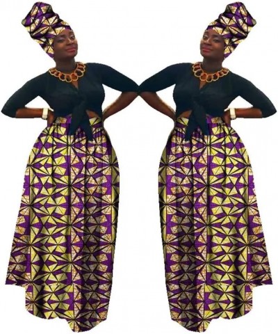 Women's Long High Waist Maxi Cotton African Skirt Ankara Print Matching Headwrap (no Necklace) Cl4 $24.91 Skirts