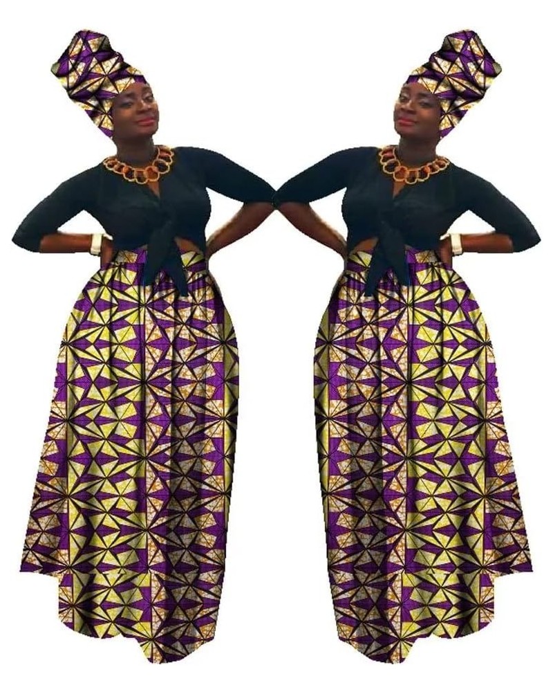 Women's Long High Waist Maxi Cotton African Skirt Ankara Print Matching Headwrap (no Necklace) Cl4 $24.91 Skirts