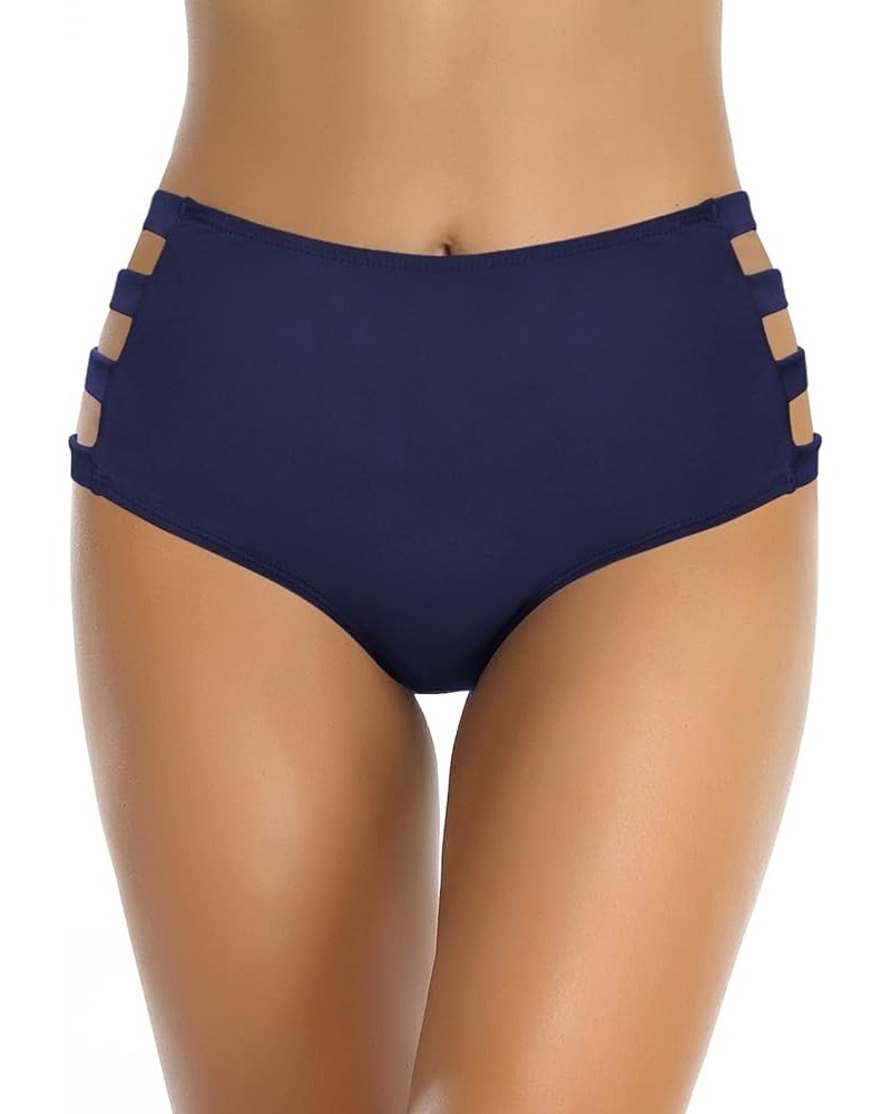 Women's Bikini Bottom High Waisted Swimsuit Plus Size Strappy Swim Bottoms Strapped Sides-blue $10.23 Swimsuits