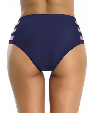 Women's Bikini Bottom High Waisted Swimsuit Plus Size Strappy Swim Bottoms Strapped Sides-blue $10.23 Swimsuits