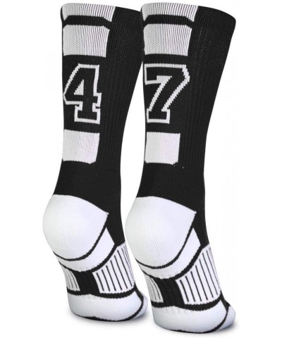 Custom Team Number Crew Socks | Youth & Adult Athletic Socks Black | Choose Your Number 47 Or 74 Team Number $10.07 Socks