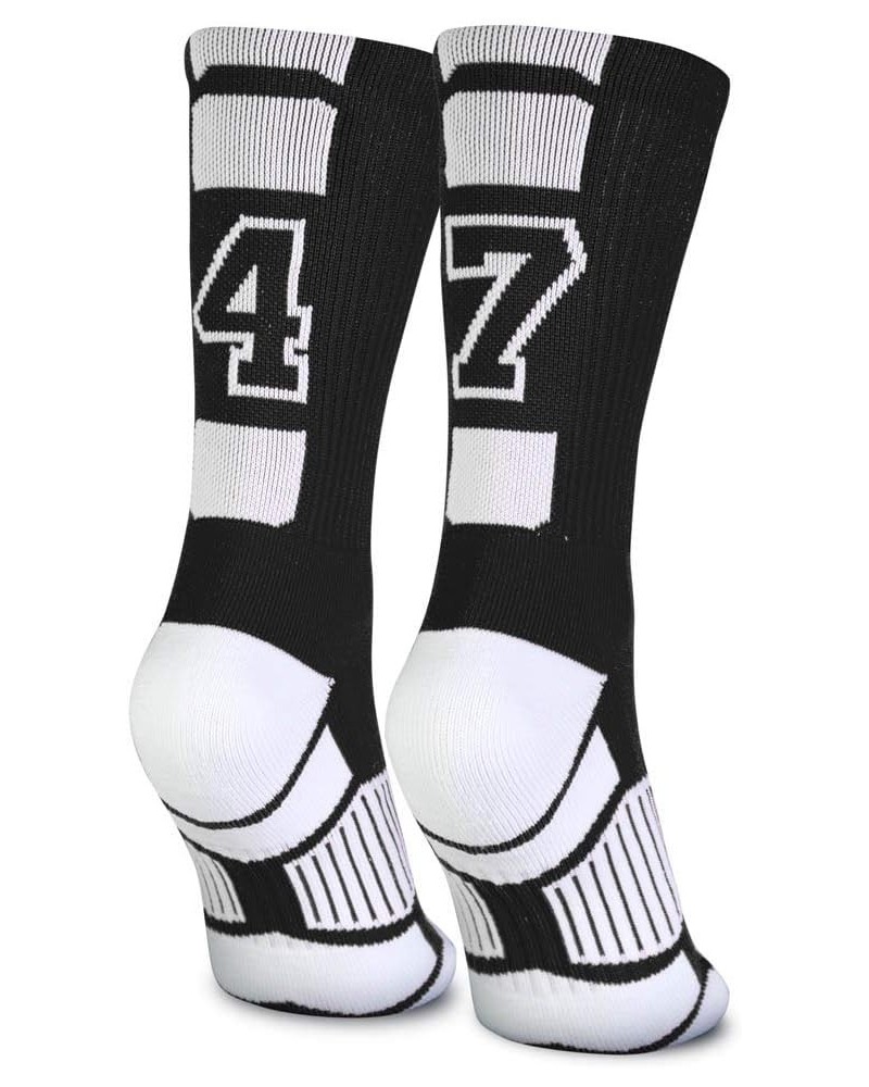 Custom Team Number Crew Socks | Youth & Adult Athletic Socks Black | Choose Your Number 47 Or 74 Team Number $10.07 Socks