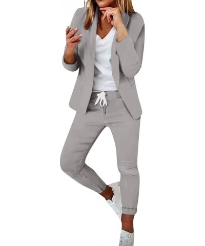 Women's Blazer Suits Two Piece Solid Work Pant Suit Business Jacket Office Lady Suits Sets Slim Fit Trouser Blazer 01gray $12...