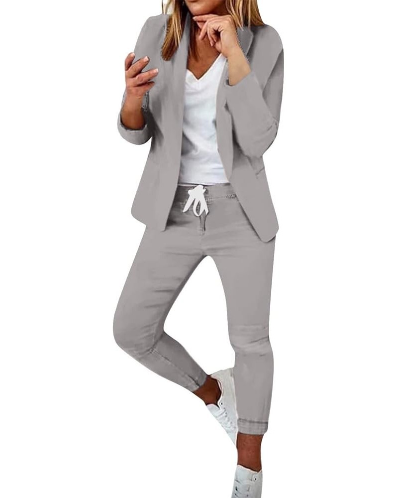 Women's Blazer Suits Two Piece Solid Work Pant Suit Business Jacket Office Lady Suits Sets Slim Fit Trouser Blazer 01gray $12...