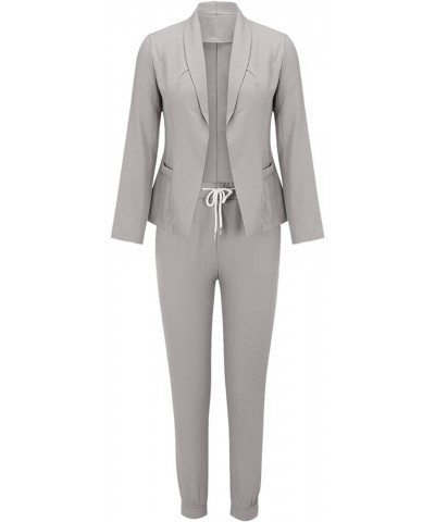 Women's Blazer Suits Two Piece Solid Work Pant Suit Business Jacket Office Lady Suits Sets Slim Fit Trouser Blazer 01gray $12...