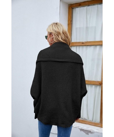 Women's Kimono Batwing Cable Knitted Slouchy Oversized Wrap Cardigan Sweater Coat Outwear Black $17.01 Sweaters