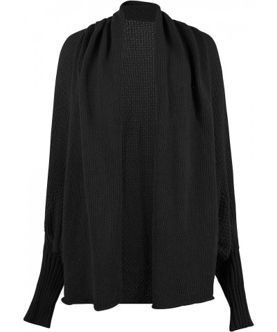 Women's Kimono Batwing Cable Knitted Slouchy Oversized Wrap Cardigan Sweater Coat Outwear Black $17.01 Sweaters