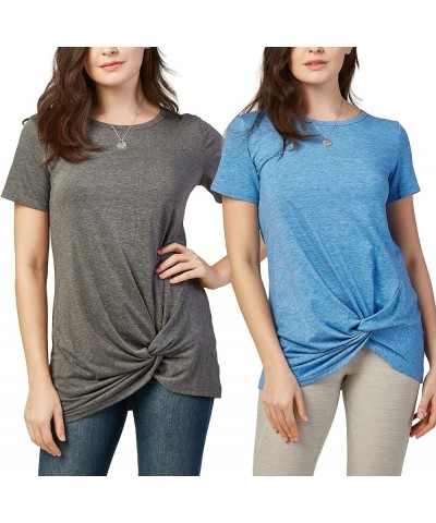 Women's 2 Pack Stretch Cotton and Modal Classic-Fit Short-Sleeve Crewneck T-Shirt 1.(2 Packs) - Dk.grey / Lt.blue $8.81 T-Shirts