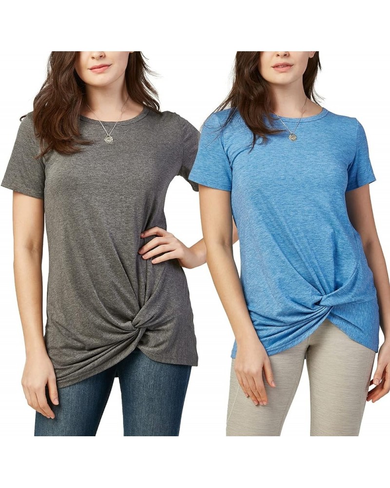 Women's 2 Pack Stretch Cotton and Modal Classic-Fit Short-Sleeve Crewneck T-Shirt 1.(2 Packs) - Dk.grey / Lt.blue $8.81 T-Shirts