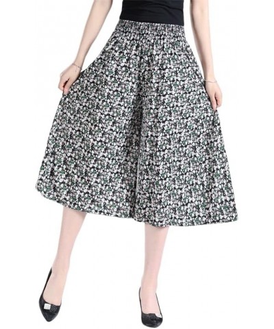 Culottes for Women - Gaucho Pants for Women Wide Leg Chiffon Culottes Knee Length with High Elasticated Waist (H) H $10.07 Pants